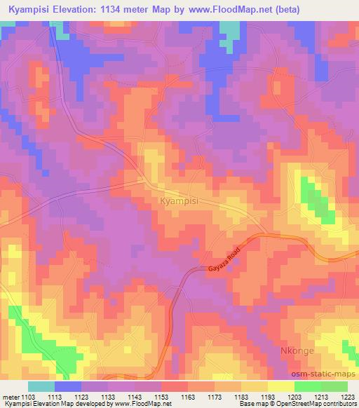 Kyampisi,Uganda Elevation Map