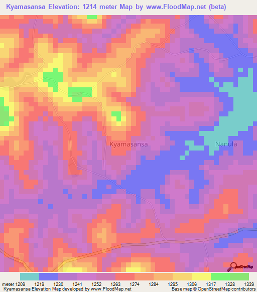 Kyamasansa,Uganda Elevation Map