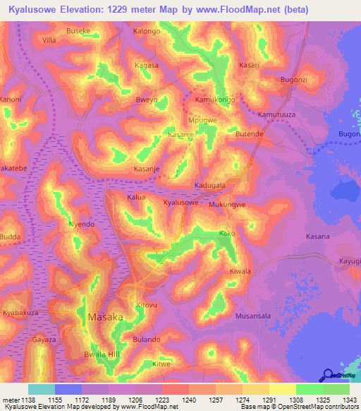 Kyalusowe,Uganda Elevation Map