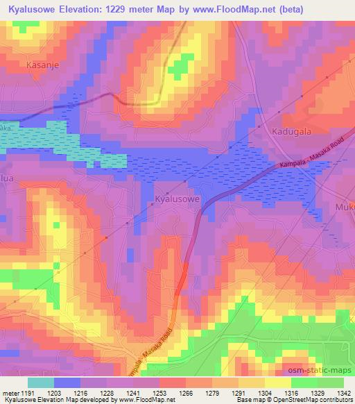 Kyalusowe,Uganda Elevation Map