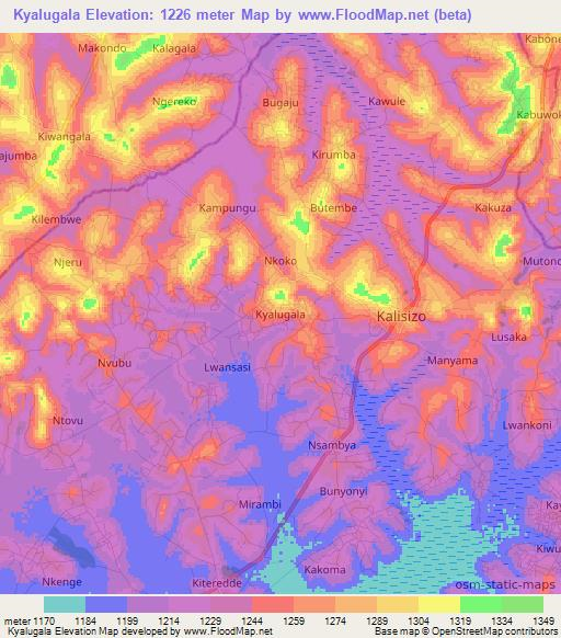Kyalugala,Uganda Elevation Map