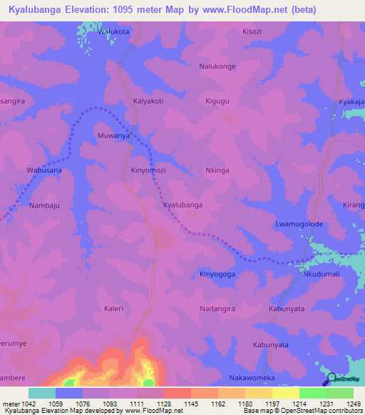 Kyalubanga,Uganda Elevation Map