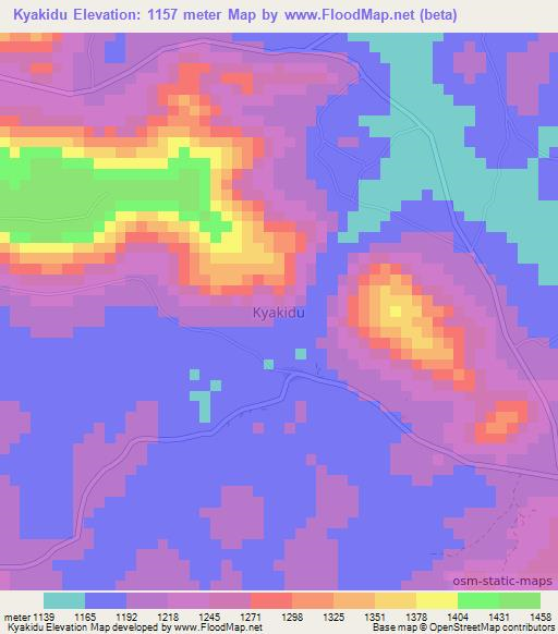 Kyakidu,Uganda Elevation Map