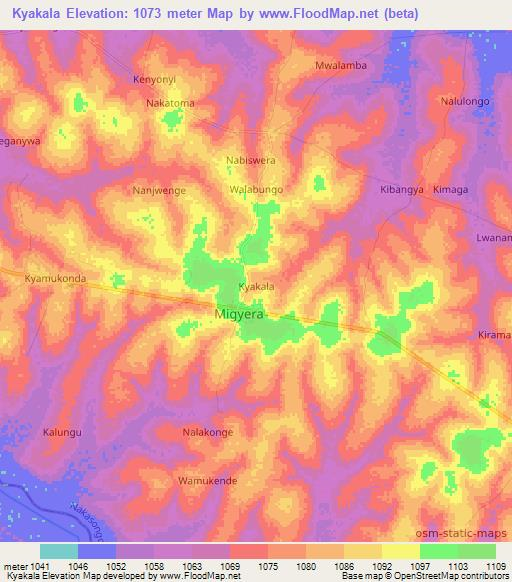 Kyakala,Uganda Elevation Map