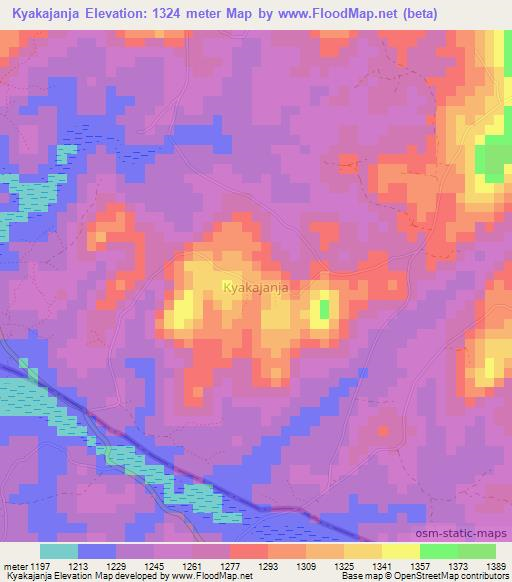 Kyakajanja,Uganda Elevation Map