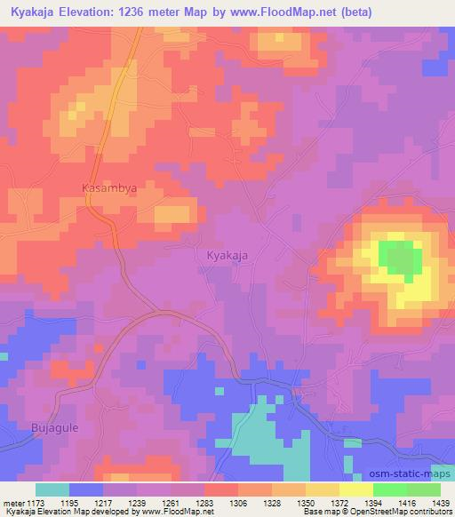 Kyakaja,Uganda Elevation Map