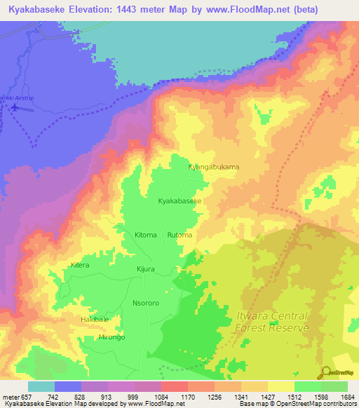 Kyakabaseke,Uganda Elevation Map