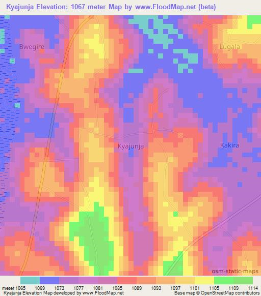 Kyajunja,Uganda Elevation Map