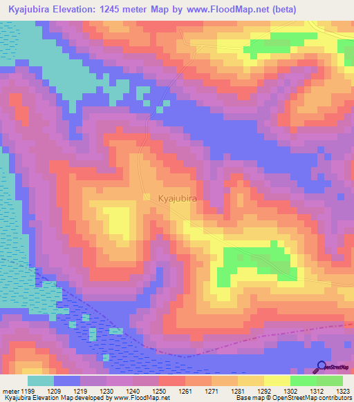 Kyajubira,Uganda Elevation Map