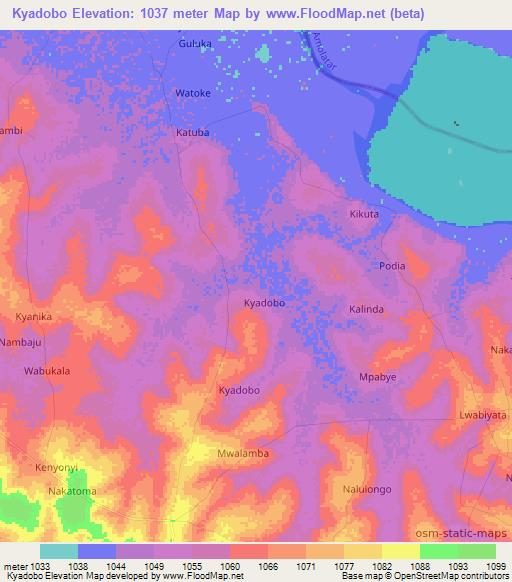 Kyadobo,Uganda Elevation Map