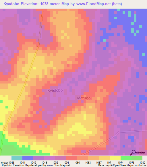 Kyadobo,Uganda Elevation Map
