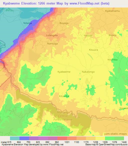 Kyabweme,Uganda Elevation Map