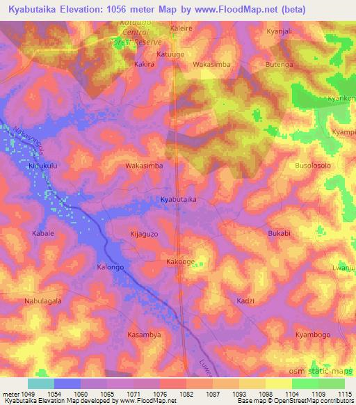 Kyabutaika,Uganda Elevation Map