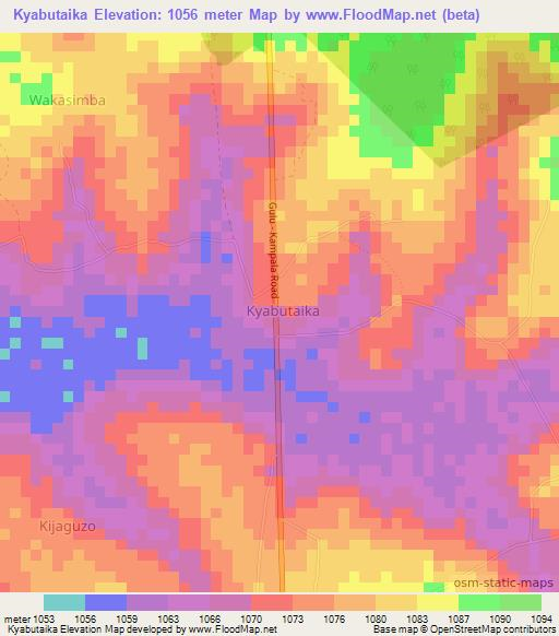 Kyabutaika,Uganda Elevation Map
