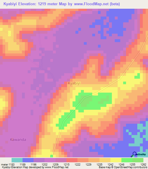 Kyabiyi,Uganda Elevation Map