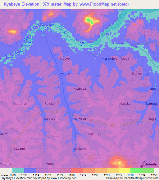 Kyabeya,Uganda Elevation Map