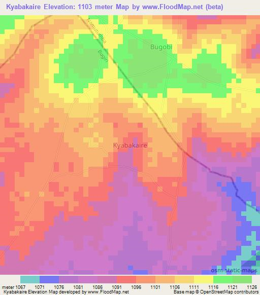 Kyabakaire,Uganda Elevation Map