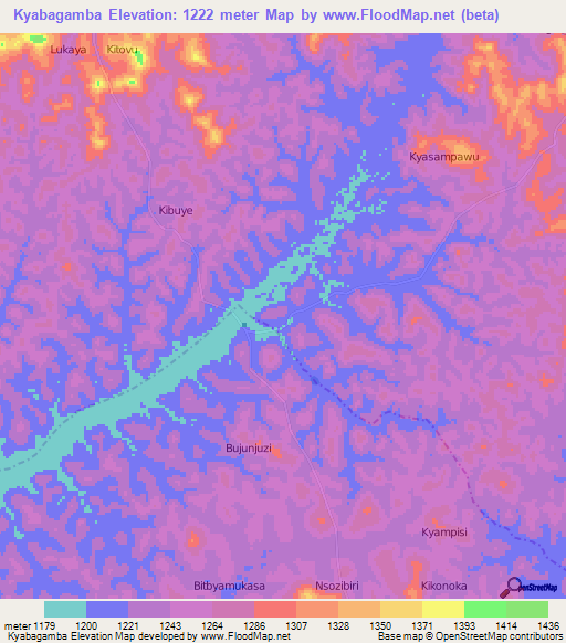 Kyabagamba,Uganda Elevation Map