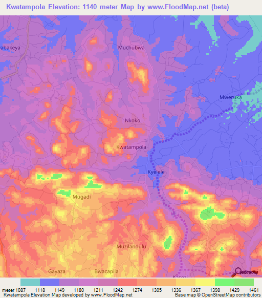Kwatampola,Uganda Elevation Map