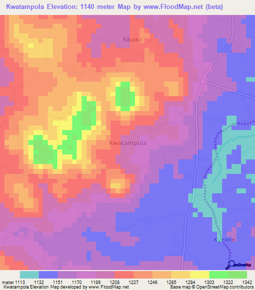 Kwatampola,Uganda Elevation Map