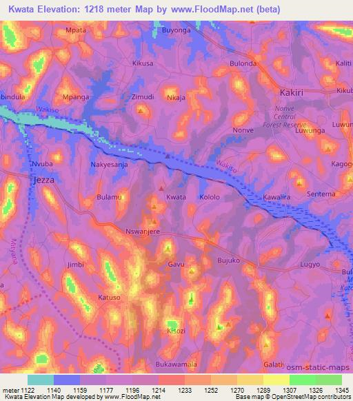 Kwata,Uganda Elevation Map
