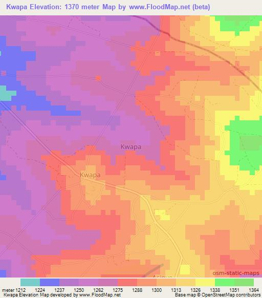 Kwapa,Uganda Elevation Map