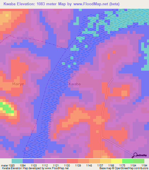 Kwaba,Uganda Elevation Map