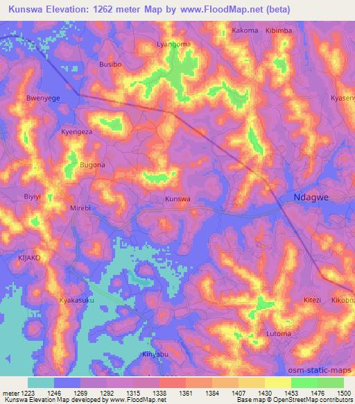 Kunswa,Uganda Elevation Map