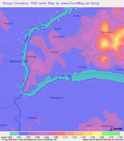 Kungu,Uganda Elevation Map
