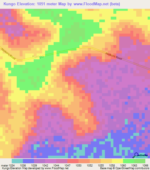 Kungo,Uganda Elevation Map