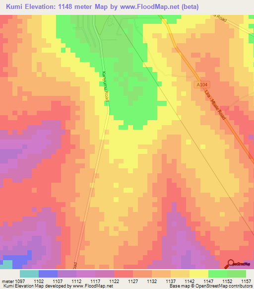 Kumi,Uganda Elevation Map