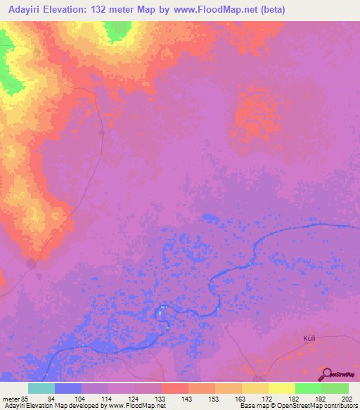 Adayiri,Ghana Elevation Map