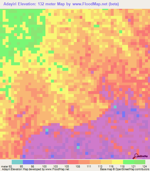 Adayiri,Ghana Elevation Map