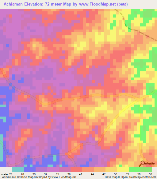 Achiaman,Ghana Elevation Map