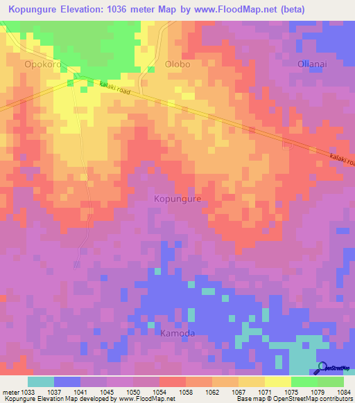 Kopungure,Uganda Elevation Map