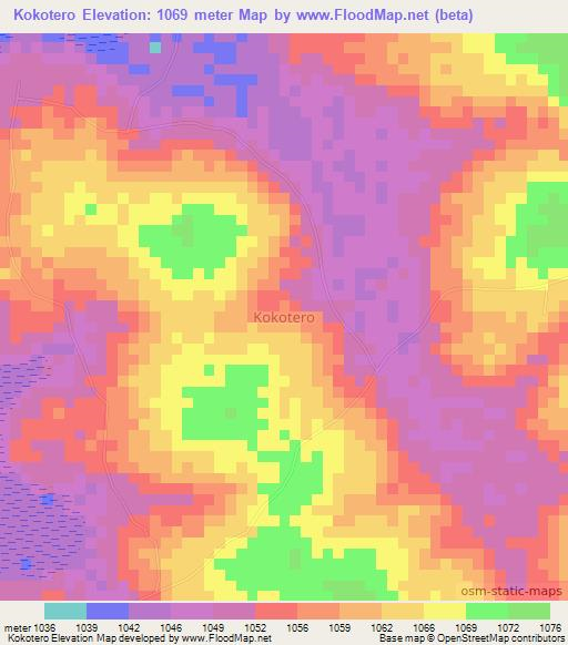 Kokotero,Uganda Elevation Map