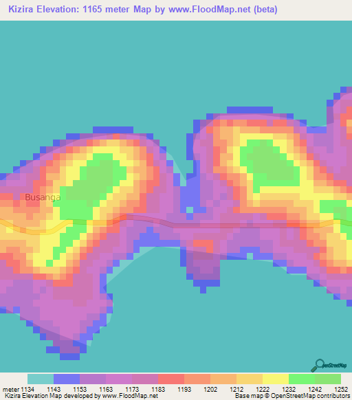 Kizira,Uganda Elevation Map
