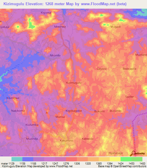 Kizimugulu,Uganda Elevation Map
