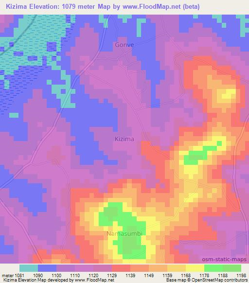 Kizima,Uganda Elevation Map