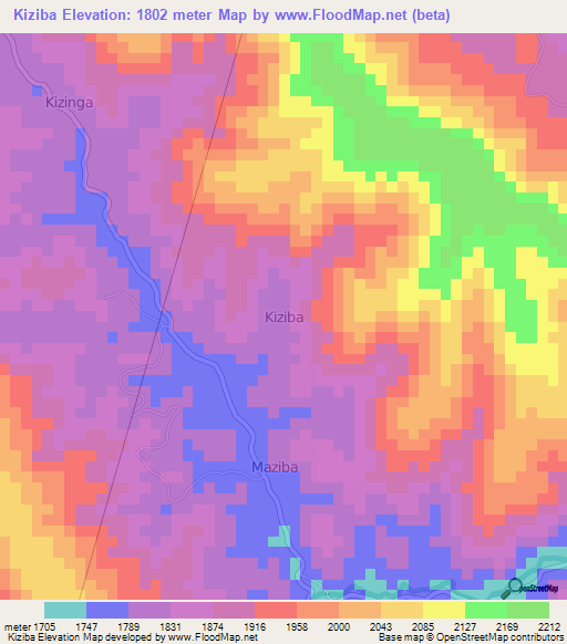 Kiziba,Uganda Elevation Map
