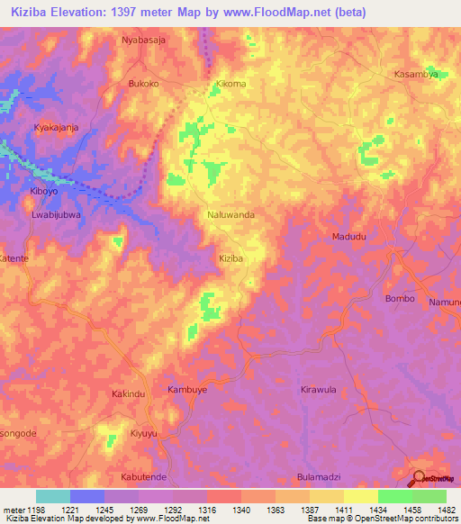 Kiziba,Uganda Elevation Map