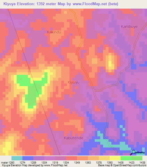 Kiyuya,Uganda Elevation Map