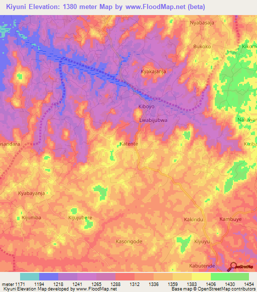 Kiyuni,Uganda Elevation Map