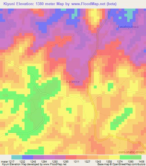 Kiyuni,Uganda Elevation Map