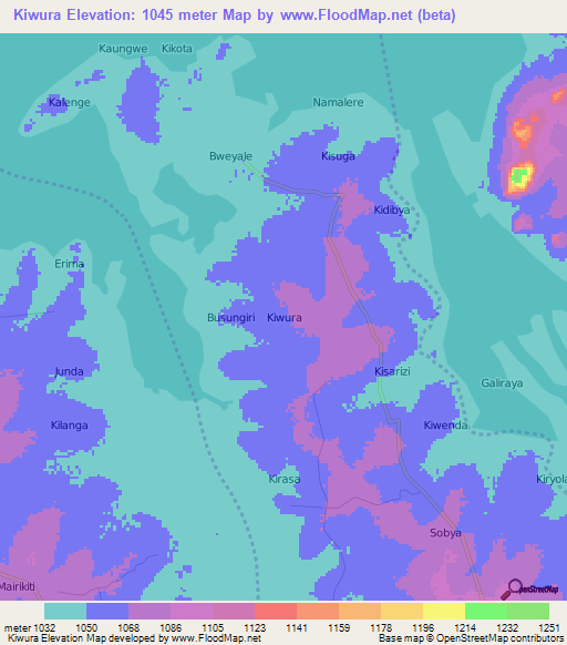 Kiwura,Uganda Elevation Map