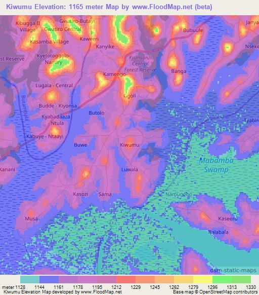 Kiwumu,Uganda Elevation Map