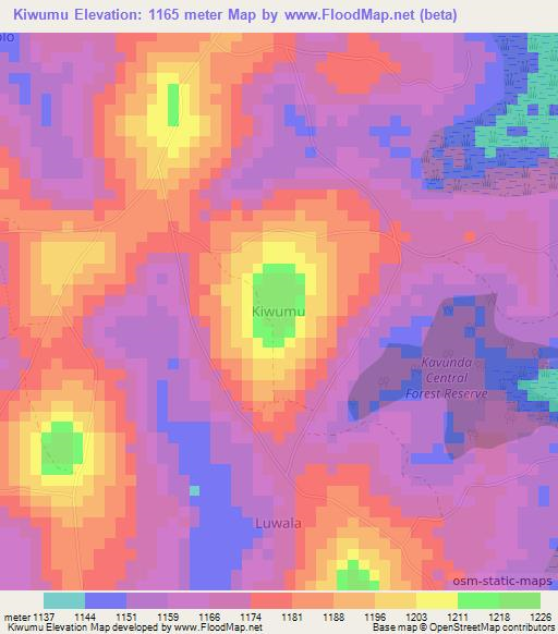 Kiwumu,Uganda Elevation Map