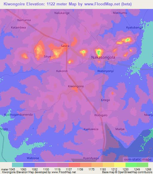 Kiwongoire,Uganda Elevation Map