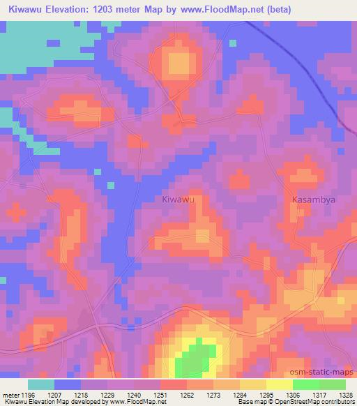 Kiwawu,Uganda Elevation Map