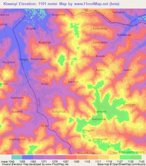 Kiwanyi,Uganda Elevation Map